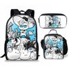 Cartoon Neuheit Cool Neu the battle cats 3D Druck 3 Stück/Set Schüler Schultaschen Laptop Tagesrucksack Rucksack Brottasche Federmäppchen