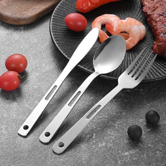 Stainless Steel Tableware Set Cutter Fork Spoon with Carrying Case BPA-Free Rust-Proof Reusable Flatware for Home School Outdoor Picnic