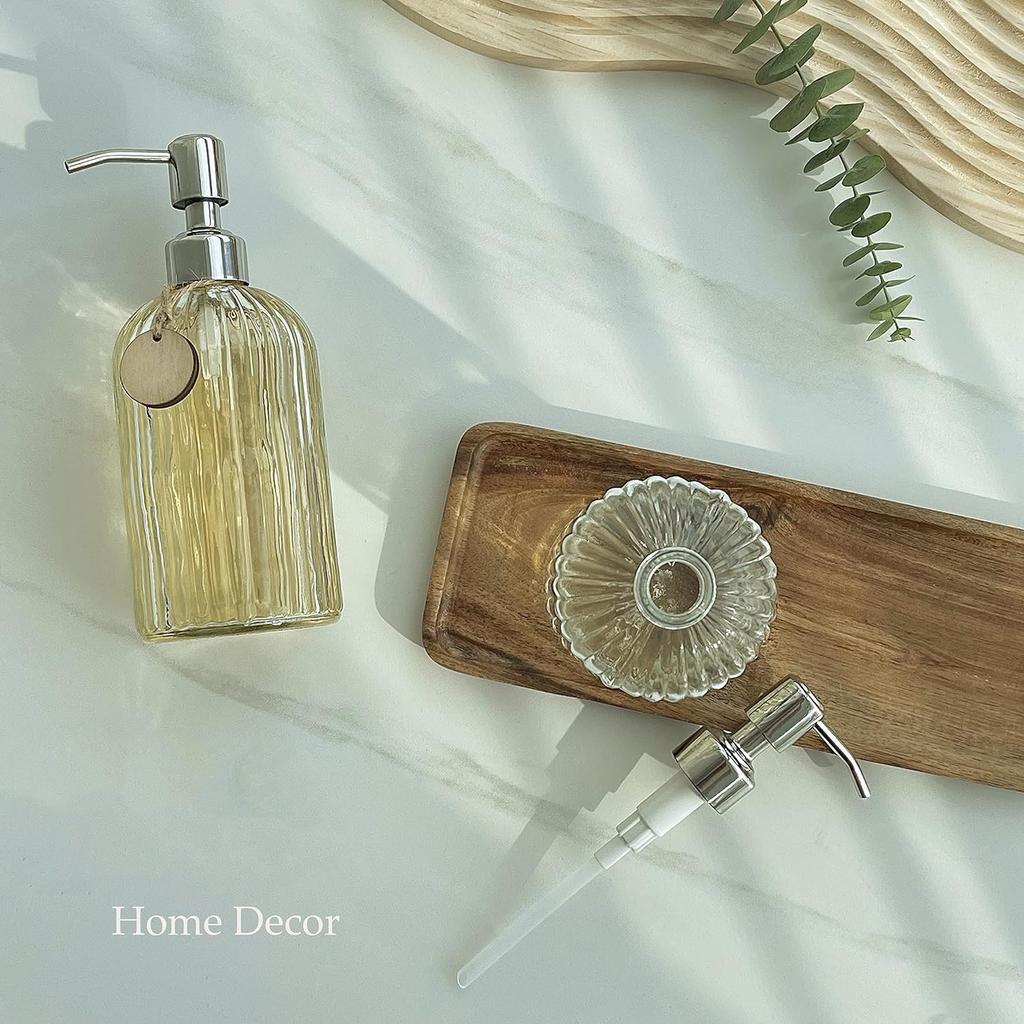 1pcs 400ml Glass Soap Dispenser Refillable Hand Soap Dispenser Premium Bathroom Soap Dispenser for Bathroom Kitchen Decor