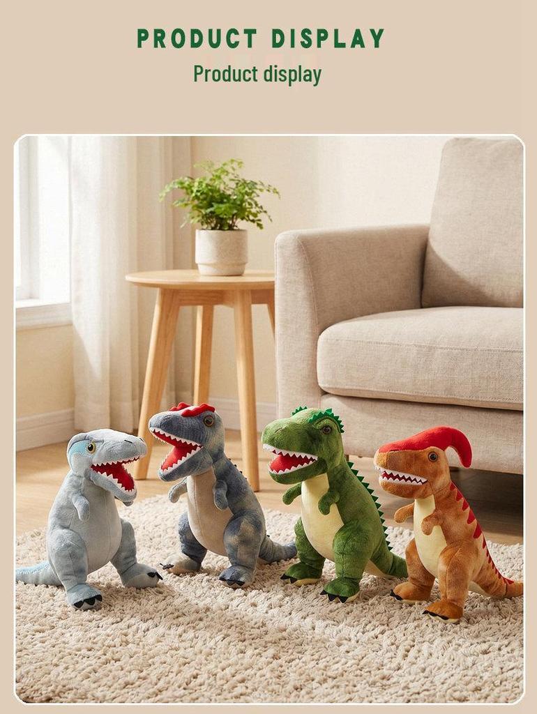 Dinosaur Plush Toys: Tyrannosaurus, Triceratops, Velociraptor & Ankylosaurus for Boys