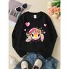 Girls Crew Neck SweatshirtCute Turtle with Flowers And Hearts, Soft Cozy Pullover, Warm Casual Outfit for Autumn & Winter