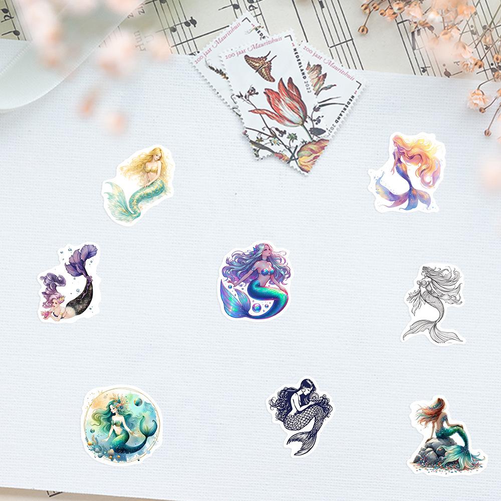 Cute Mermaid Stickers Cartoon Waterproof Vinyl Decal DIY Decor for Scrapbook Luggage Water Bottles Laptop Phone Journal Kid Toys