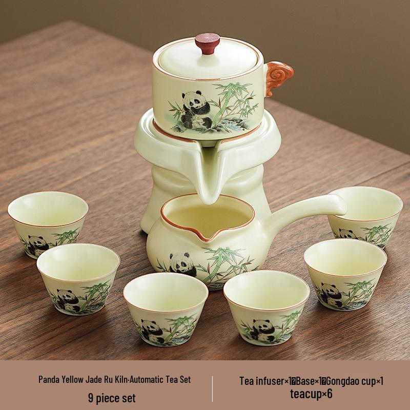 Panda Ru Kiln Kung Fu Tea Set: 2024 Gaiwan & Teapot, Ideal for Home or Gift