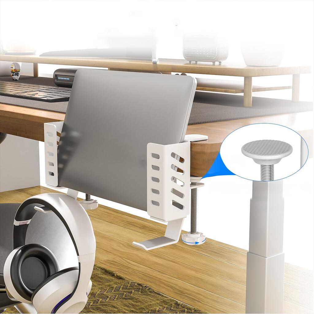 Vixplorn Vertical Laptop Desk Side No Drilling Easy To Adjustable Computer Lbs Weight Capacity Stand, Rack, Required, Use, Non-Slip, Spacing,