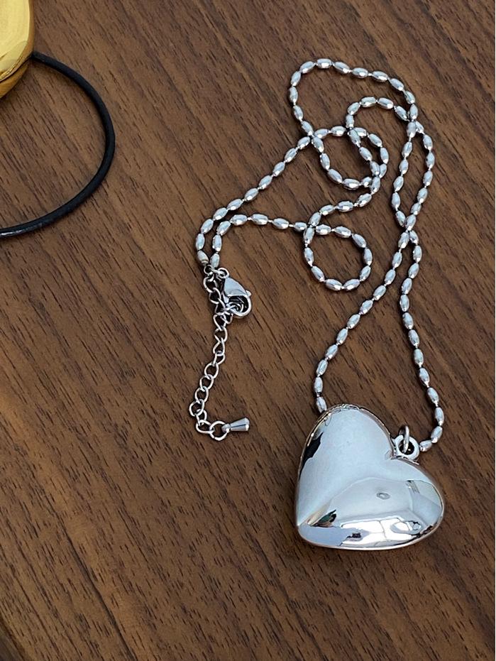 Sunflower Heart Necklace: Oni Fever Style Silver Sweater Chain for Women