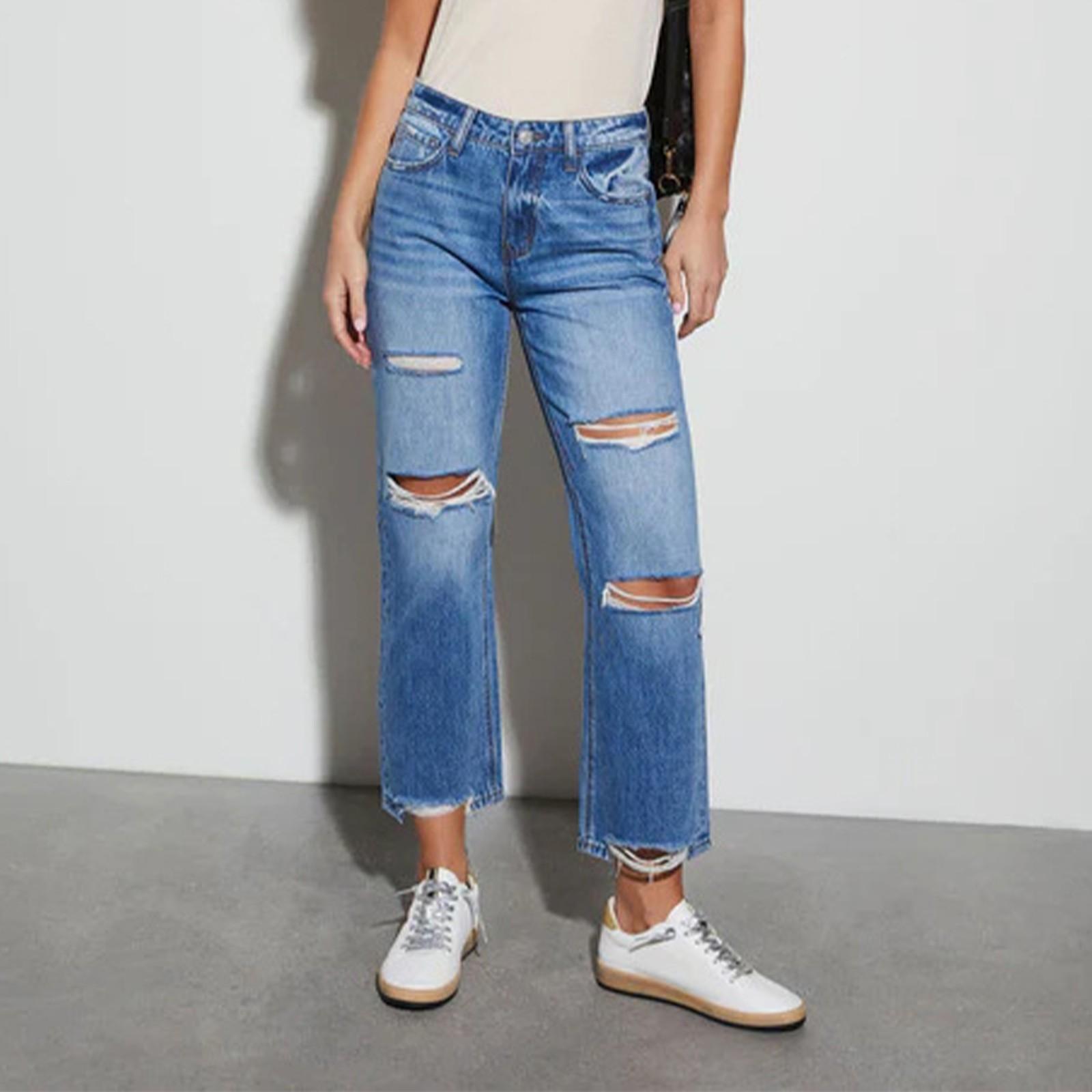 

Женские джинсовые классические универсальные модные брюки с высокой талией XL