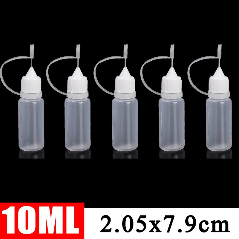 50/5Pcs PE Plastic Squeezable Tip Applicator Bottle Refillable Dropper with Needle Tip Caps for Glue Pigment Bottle 10ml 50ml
