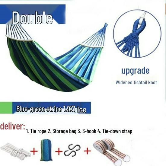 Canvas Hammock for Camping - Anti-rollover Design, Single/Double Person, Outdoor Swing with Curved Support
