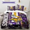 Minnesota Vikings Logo Muster Bettwäsche Set Bettbezug Kissenbezug Heimdekoration Geschenk (1 Bettbezug + 2 Kissenbezüge, ohne Füllung)