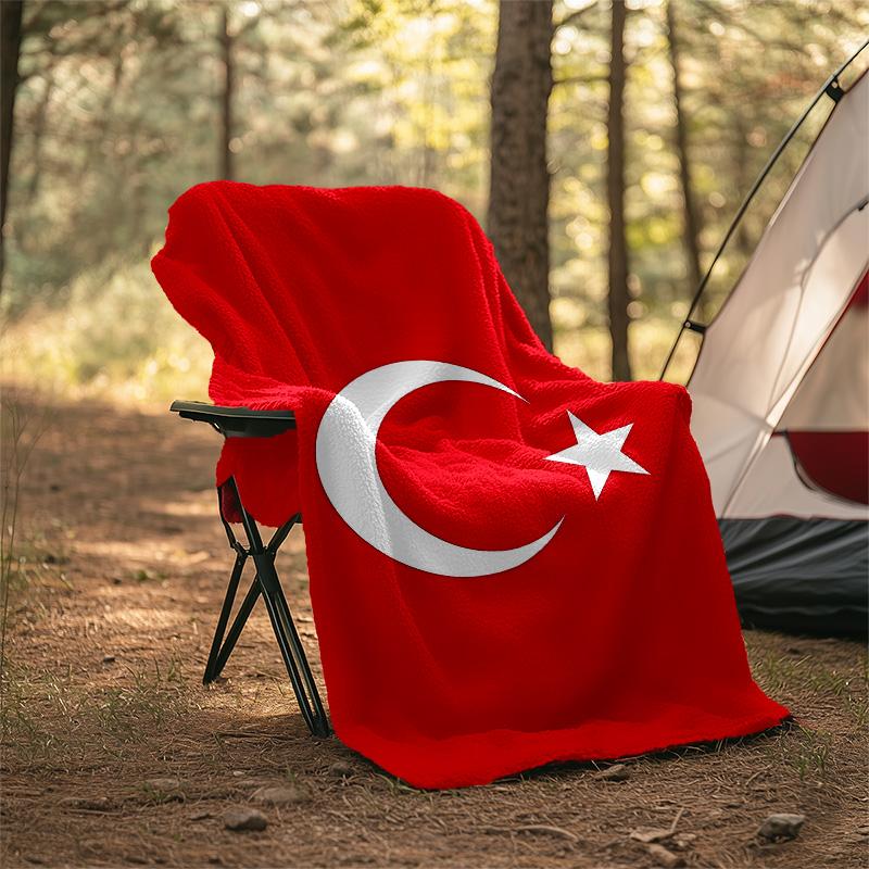 1pc TURKIYE Theme Blanket - Digital Print, Polyester, Cozy for All Seasons, Perfect for Outdoor, and Travel