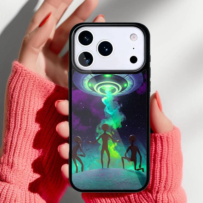 Aesthetics Cute Cartoon Alien Phone Case for iPhone 17 16 15 14 13 Pro Max Back Cover for 12 11 Pro Coque
