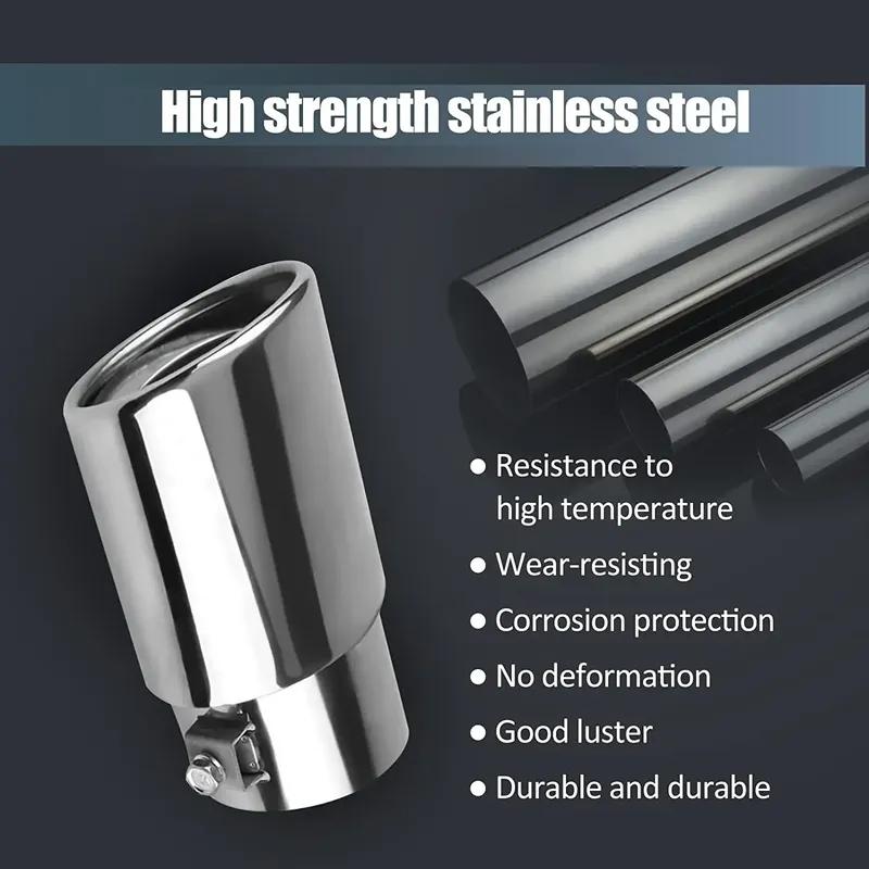 1PCS Universal Car Auto Exhaust Muffler Tip Stainless Steel Pipe Chrome Trim Modified Car Rear Tail Throat Liner Accessories