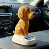Healing Desk Toy Solar Dog Car Dashboard Toy, Yellow Puppy Nodding Figure, Auto Swing Bumpy Road Stable Decor for Office Desk, Powered Cute