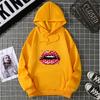 Loose Long Sleeve Women's Hoodie Lip Print Trendy plus Size Cross-Border Pattern Crew Neck Regular Length Girl Style