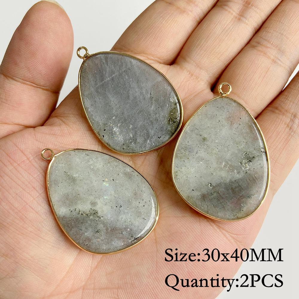 Natural Flash Labradorite Stone Charm Pendant Healing Semi-precious Stone Connector for Jewelry Making Necklace Accessories Gift