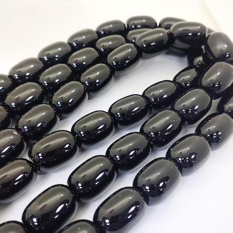 Ancient Black Agate Barrel Bead Bracelet Necklace DIY Jewelry Accessories
