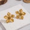 Elegant 18K Gold-Plated Stainless Steel Flower Stud Earrings - Versatile, High-End, Non-Fading for Women