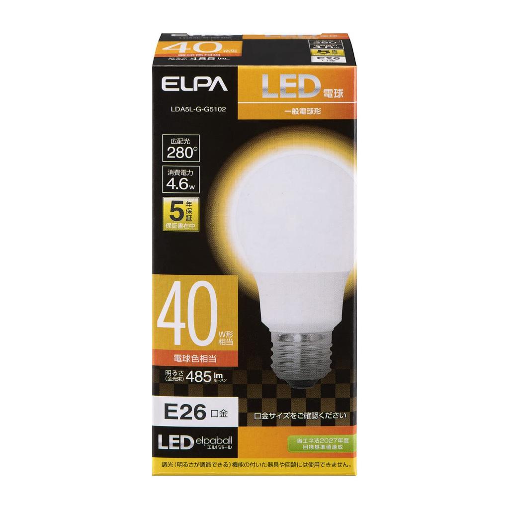 ELPA LED light bulb, E26 base, equivalent to 100W incandescent bulb, general-purpose bulb shape, wide beam angle, daylight white, LDA12D-G-G5104