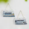 Coastal Welcome Sign Summer Ocean Beach Door Hanger with Hemp Rope Nautical Theme Wooden Hanging Plaque for Front Door Porch Home Wall Decor