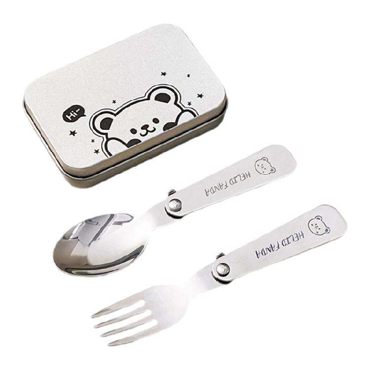 Ensemble cuillère fourchette en métal Portable Pliant Pique-niques Couverts Léger Vaisselle Ustensiles de voyage avec boîte de rangement Durable