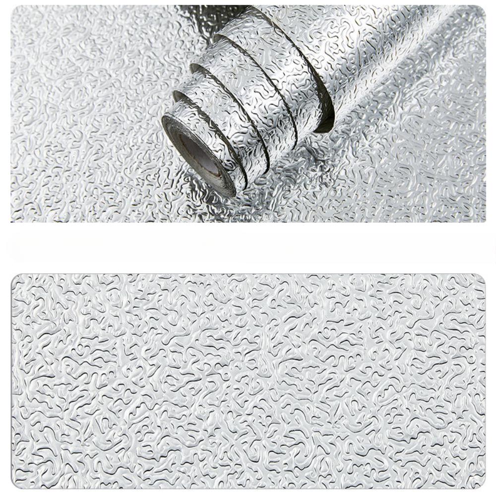 Aluminiumfolie Papier Küche Ölbeständige Folie Herd Wasserdicht Feuchtigkeitsbeständig Selbstklebende Tapete Arbeitsplatte Schrank Renovierung Fliesenaufkleber