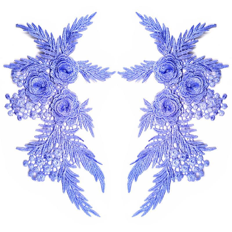 

1 пара вышивка цветок 29X17см полый DIY аксессуары для одежды для одежды сумка ткань аппликация кружевная аппликация пришить небесно-голубой