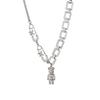 Titanium Steel Diamond Butterfly Bear Necklace - Women's Luxury Hip-Hop Bone Chain Design
