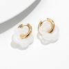 Colorful Flower Resin Acrylic Charms Earring Gold Color Circle Ear Buckle Hoop Earrings Fashion Jewelry for Women