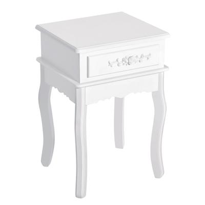 Nightstand with 1 Drawer Wooden Side Table for Bedroom Living Room Modern Style 40x35x60 Cm White