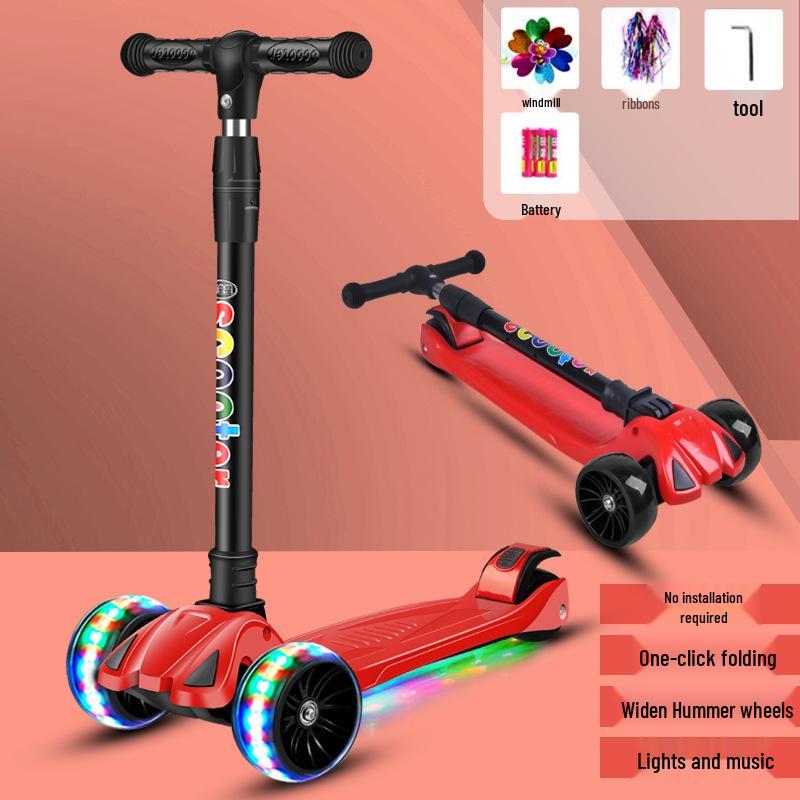 Hulajnoga składana 3 w 1 Little Wen Tong ze światłami dla dzieci w wieku 2-12 lat