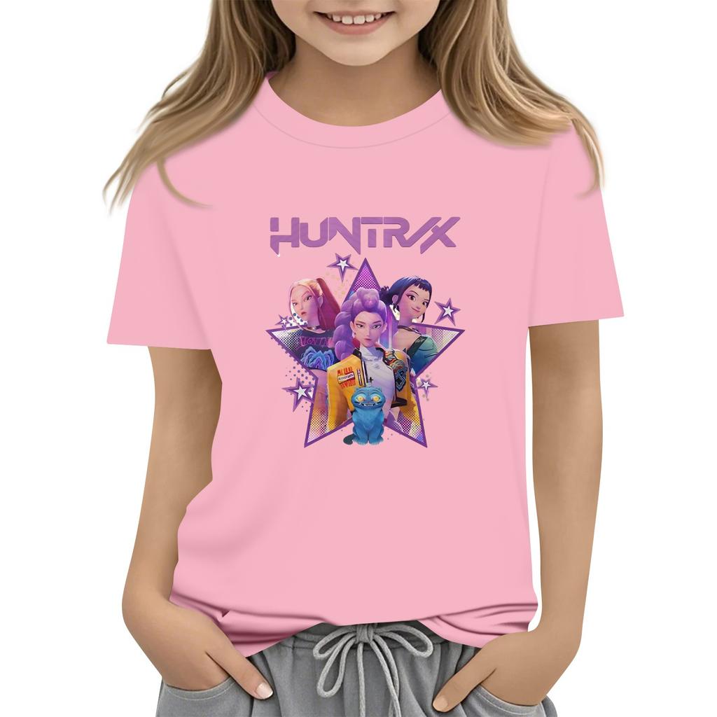Boys Girls Round Neck Casual Printed Short-sleeved T-shirt Top