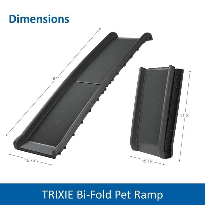 Rampe d'accès pour chien et autres animaux - TRIXIE - Petwalk - Plastique - Rails de sécurité - Noir