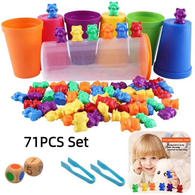 Colorful Rainbow Bear Counting Math Toy Set For Early Education