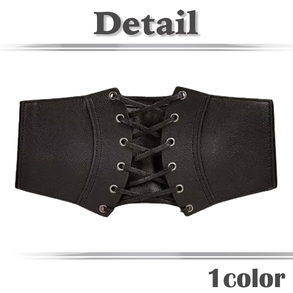 Corset Fashion Girdle Black Gothic Lolita Accessory BT549 [White Fang] Lace-up Women's (Black)