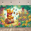 Happy Birthday Party Winnie the Pooh Backdrop Newborn 1st Birthday Photography Background Decor Baby Shower Photo Booth Banner