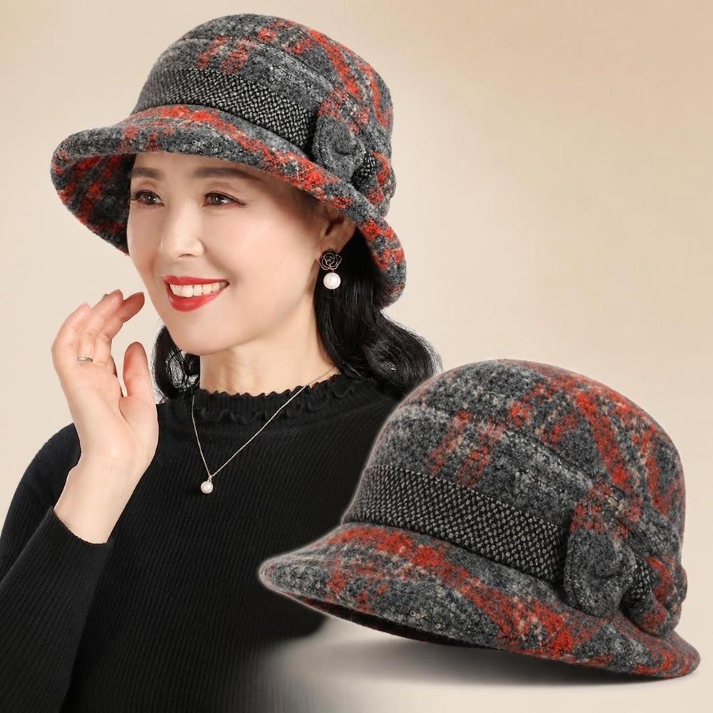Tweed Fisherman Hat Thickened Warm Bowler Hat Elegant Bucket Hat  For Ladies