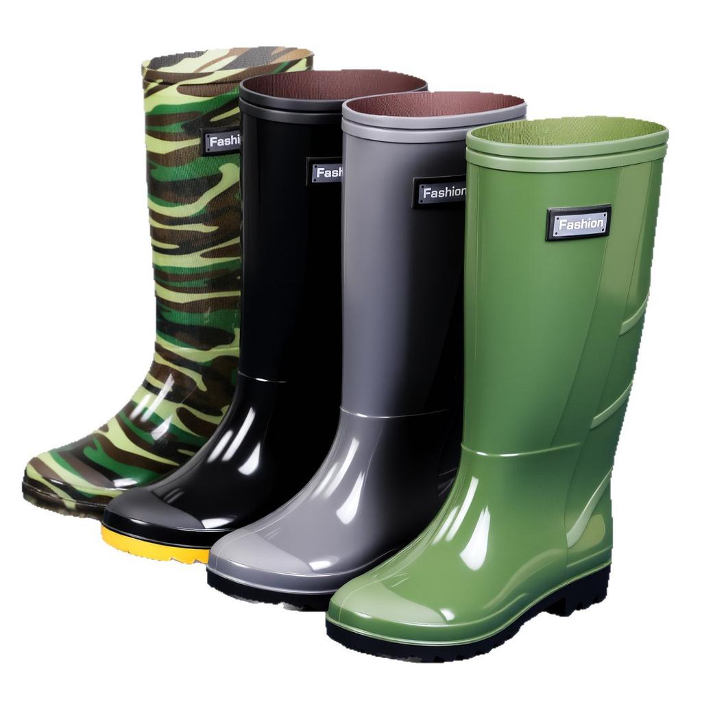 Men's green rain boots labor boots tall rain boots gray fashion protective men's water shoes outdoor camouflage water boots men's boots