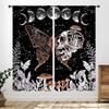 Gothic Skull Window Curtains,Boho Black Red Floral Rose Witchy Mysterious Skull Skeleton Printing Windows Drapes for Bedroom