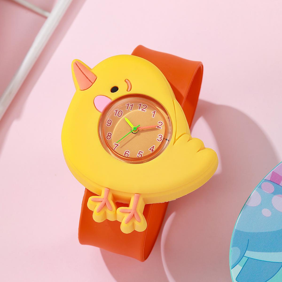 

New fashion cartoon creative cute chick trend clap watch suitable for teenagers and students simple ladies watch красный