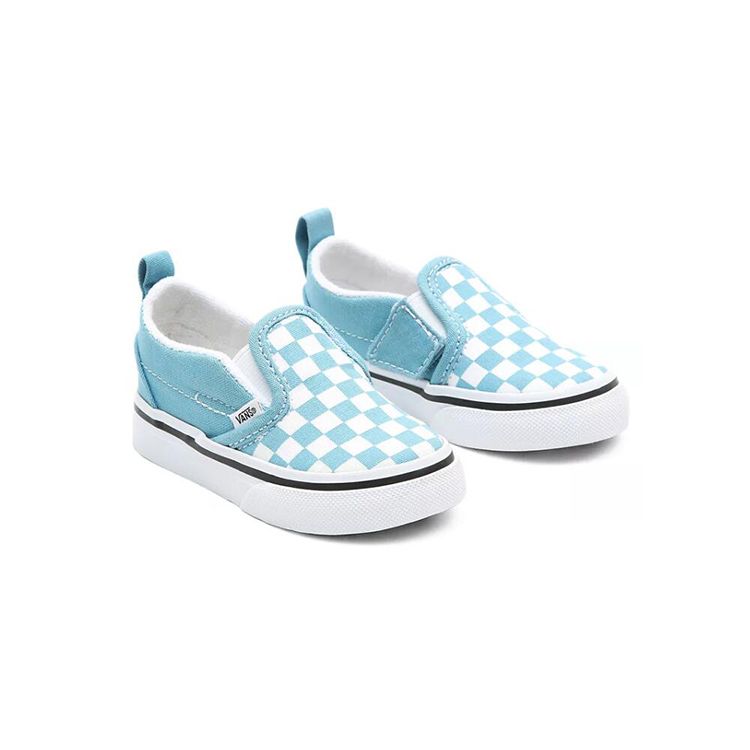 Vans Slip Resistant Durable Breathable Low Top Skate Shoes White Blue Check Baby Sneaker VN0A348830Y