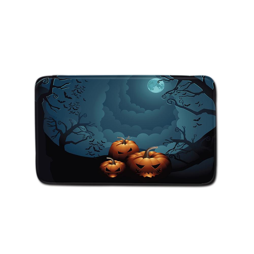 Halloween Shower Curtain Floor Mat Three-Piece Combination Set, Living Room Sand Absorbent Carpet, Bedroom Non-Slip Door Mat