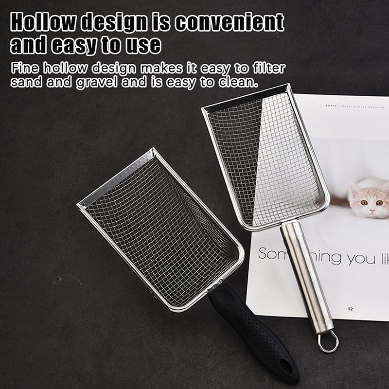 Pet Cleaning Tools Stainless Steel Feces Shovel Net Cat Litter Shovel Reptiles Lizard Sand Shovel Mesh Screen Fecal Spoon