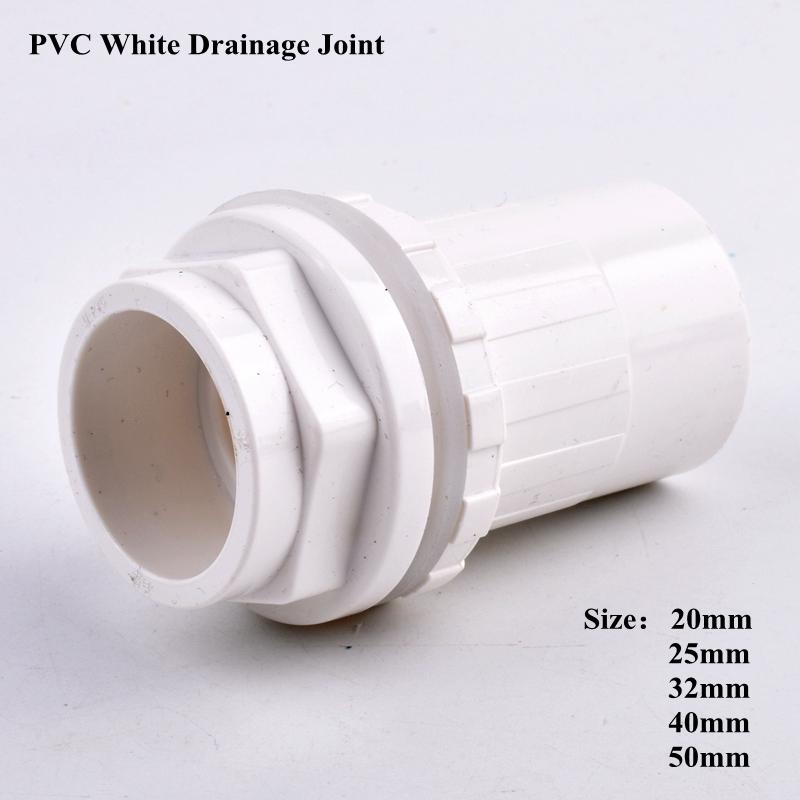 1Pc 20/25/32/40/50mm PVC Water Tank Connector, Thicken Fish Tank Drain Joint Aquarium Inlet Outlet Supply Pipe Joint Fittings
