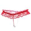 Dámská sexy tanga Kalhotky Spodní prádlo s umělým perlovým rozkrokem s krajkou G-string