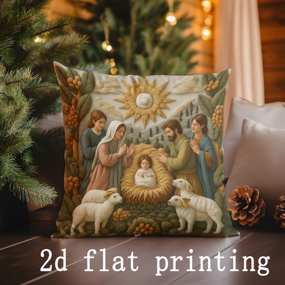 Home Decor Christmas Themed Pillowcases With Festive Prints Pattern Cushion Cover Suitable For Sofa Bedroom Car Pillow Cover
