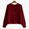 Solider V-Ausschnitt Pullover Damen Gestrickte Strickjacke Lässig Frühling und Herbst 2026 Neu Klein Locker Kurz Cardigan Pullover Damenmantel
