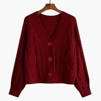 Cardigan tricoté uni à col en v pour femme, ample, ample, court, manteau féminin, nouvelle collection printemps et automne 2022