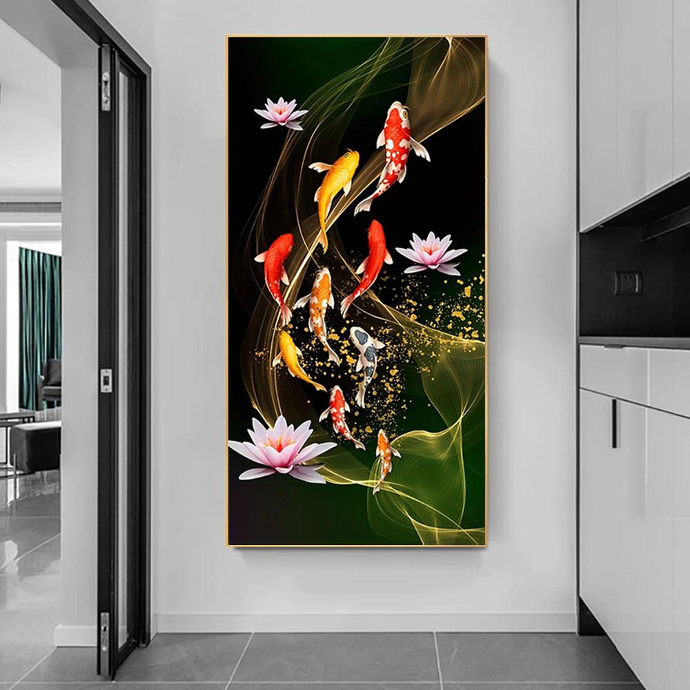 Beautiful Chinese Red Koi Carp Canvas Painting Perfect Home Decor To Bring Luck and Prosperity Prints Posters For Home Wall Art