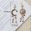 1 paar Vintage Bohemian Stijl Zon Maan Sterren Kwast Druppel Oorbellen Met Strass Voor Vrouwen, Feest Cadeau Dagelijkse Draagtijd