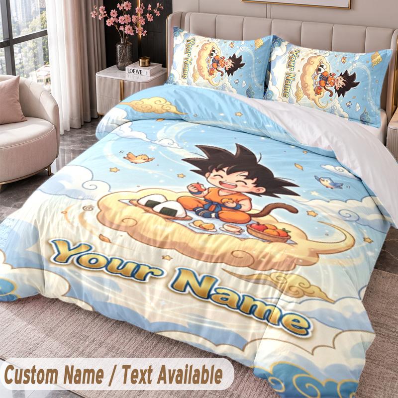 Custom Name Text 3Pcs Bedding Set Dragon Ball Duvet Cover And Two Pillowcases